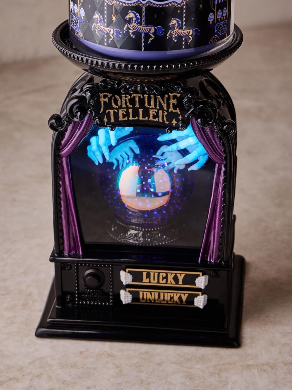 Light-up Glow-in-the-Dark FORTUNE TELLING 3-Wick Candle Holder - Picture 2 of 6